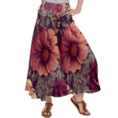 Flowers Pattern Texture Design Nature Art Colorful Surface Vintage Women s Satin Palazzo Pants