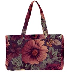 Flowers Pattern Texture Design Nature Art Colorful Surface Vintage Canvas Work Bag