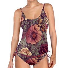 Flowers Pattern Texture Design Nature Art Colorful Surface Vintage Tankini Set