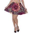 Flowers Pattern Texture Design Nature Art Colorful Surface Vintage Velvet Skater Skirt View1