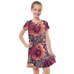 Flowers Pattern Texture Design Nature Art Colorful Surface Vintage Kids  Cross Web Dress