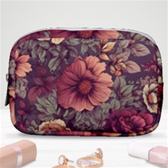 Flowers Pattern Texture Design Nature Art Colorful Surface Vintage Make Up Pouch (small) by Maspions