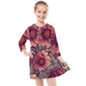 Flowers Pattern Texture Design Nature Art Colorful Surface Vintage Kids  Quarter Sleeve Shirt Dress View1