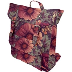 Flowers Pattern Texture Design Nature Art Colorful Surface Vintage Buckle Up Backpack by Maspions