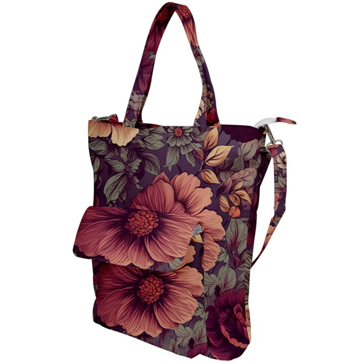 Flowers Pattern Texture Design Nature Art Colorful Surface Vintage Shoulder Tote Bag