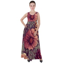 Flowers Pattern Texture Design Nature Art Colorful Surface Vintage Empire Waist Velour Maxi Dress by Maspions