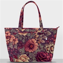 Flowers Pattern Texture Design Nature Art Colorful Surface Vintage Back Pocket Shoulder Bag 