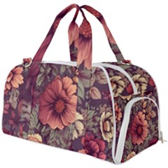 Flowers Pattern Texture Design Nature Art Colorful Surface Vintage Burner Gym Duffel Bag