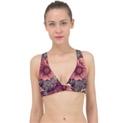 Flowers Pattern Texture Design Nature Art Colorful Surface Vintage Classic Banded Bikini Top