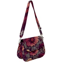 Flowers Pattern Texture Design Nature Art Colorful Surface Vintage Saddle Handbag