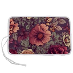 Flowers Pattern Texture Design Nature Art Colorful Surface Vintage Pen Storage Case (l)