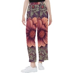 Flowers Pattern Texture Design Nature Art Colorful Surface Vintage Women s Pants 