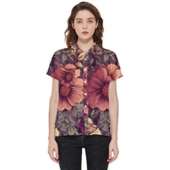 Flowers Pattern Texture Design Nature Art Colorful Surface Vintage Short Sleeve Pocket Shirt by Maspions