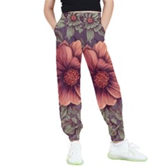 Flowers Pattern Texture Design Nature Art Colorful Surface Vintage Kids  Joggers by Maspions