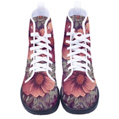 Flowers Pattern Texture Design Nature Art Colorful Surface Vintage Women s High-top Canvas Sneakers by Maspions