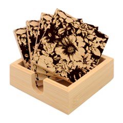 Flowers Pattern Texture Design Nature Art Colorful Surface Vintage Bamboo Coaster Set