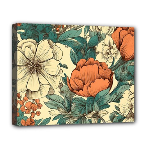 Flowers Pattern Texture Art Colorful Nature Painting Surface Vintage Deluxe Canvas 20  X 16  (stretched)