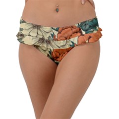 Flowers Pattern Texture Art Colorful Nature Painting Surface Vintage Frill Bikini Bottoms