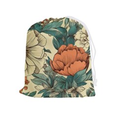 Flowers Pattern Texture Art Colorful Nature Painting Surface Vintage Drawstring Pouch (xl)