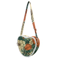 Flowers Pattern Texture Art Colorful Nature Painting Surface Vintage Heart Shoulder Bag