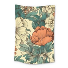 Flowers Pattern Texture Art Colorful Nature Painting Surface Vintage Small Tapestry