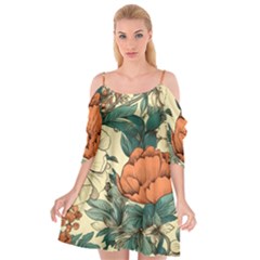 Flowers Pattern Texture Art Colorful Nature Painting Surface Vintage Cutout Spaghetti Strap Chiffon Dress