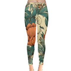 Flowers Pattern Texture Art Colorful Nature Painting Surface Vintage Inside Out Leggings