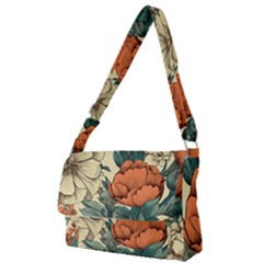 Flowers Pattern Texture Art Colorful Nature Painting Surface Vintage Full Print Messenger Bag (s) by Maspions