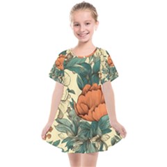 Flowers Pattern Texture Art Colorful Nature Painting Surface Vintage Kids  Smock Dress