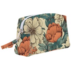 Flowers Pattern Texture Art Colorful Nature Painting Surface Vintage Wristlet Pouch Bag (large)