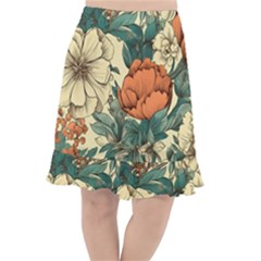 Flowers Pattern Texture Art Colorful Nature Painting Surface Vintage Fishtail Chiffon Skirt