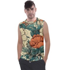 Flowers Pattern Texture Art Colorful Nature Painting Surface Vintage Men s Regular Tank Top