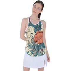 Flowers Pattern Texture Art Colorful Nature Painting Surface Vintage Racer Back Mesh Tank Top