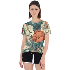 Flowers Pattern Texture Art Colorful Nature Painting Surface Vintage Open Back Sport T-shirt