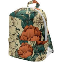 Flowers Pattern Texture Art Colorful Nature Painting Surface Vintage Zip Up Backpack