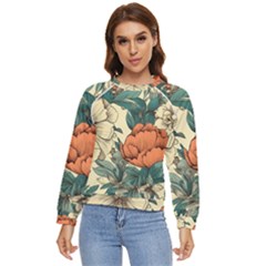 Flowers Pattern Texture Art Colorful Nature Painting Surface Vintage Women s Long Sleeve Raglan T-shirt