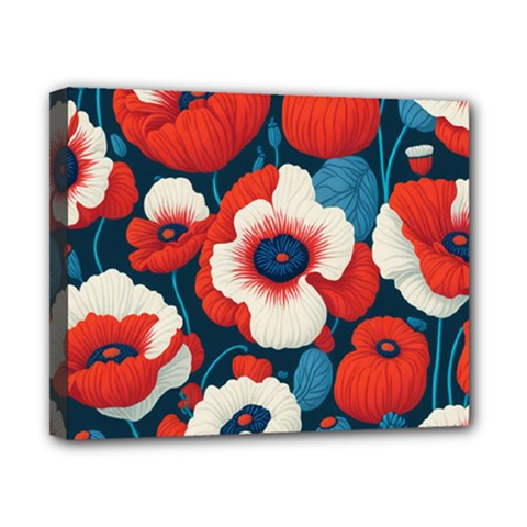 Red Poppies Flowers Art Nature Pattern Canvas 10  X 8  (stretched)