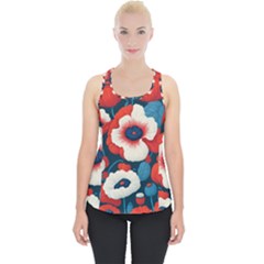 Red Poppies Flowers Art Nature Pattern Piece Up Tank Top