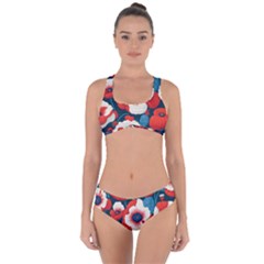 Red Poppies Flowers Art Nature Pattern Criss Cross Bikini Set