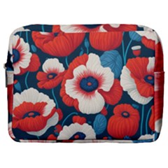 Red Poppies Flowers Art Nature Pattern Make Up Pouch (large)