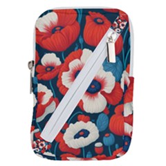 Red Poppies Flowers Art Nature Pattern Belt Pouch Bag (large)