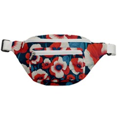 Red Poppies Flowers Art Nature Pattern Fanny Pack by Maspions