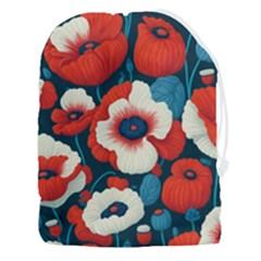 Red Poppies Flowers Art Nature Pattern Drawstring Pouch (3xl) by Maspions