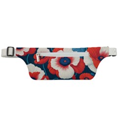 Red Poppies Flowers Art Nature Pattern Active Waist Bag by Maspions