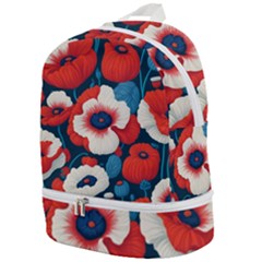 Red Poppies Flowers Art Nature Pattern Zip Bottom Backpack