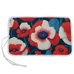 Red Poppies Flowers Art Nature Pattern Pen Storage Case (m)