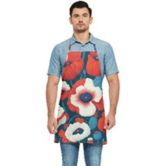 Red Poppies Flowers Art Nature Pattern Kitchen Apron