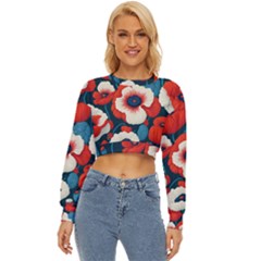 Red Poppies Flowers Art Nature Pattern Lightweight Long Sleeve Sweatshirt