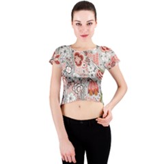 Vintage Floral Flower Art Nature Blooming Blossom Botanical Botany Pattern Crew Neck Crop Top