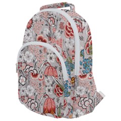 Vintage Floral Flower Art Nature Blooming Blossom Botanical Botany Pattern Rounded Multi Pocket Backpack